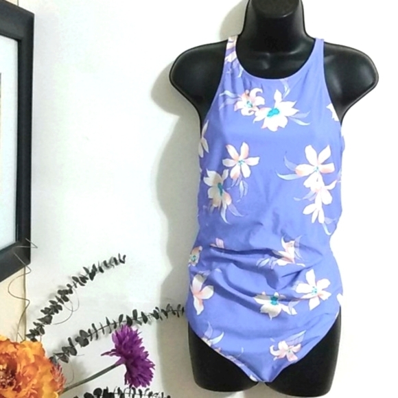 SONSIE BY GRACING LAVENDER CUT-OUT SWIMSUIT SZ 24 - Picture 2 of 9